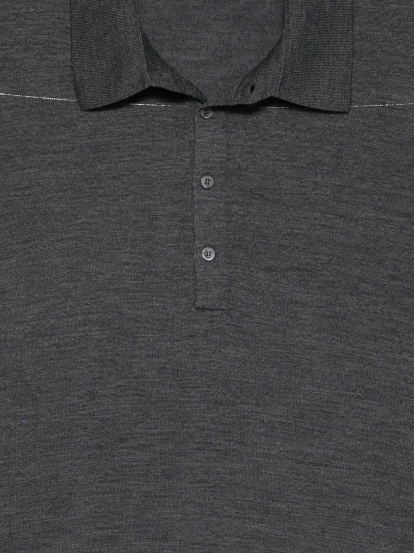 Piacenza Cashmere Classic Gray Sweater With Polo Collar