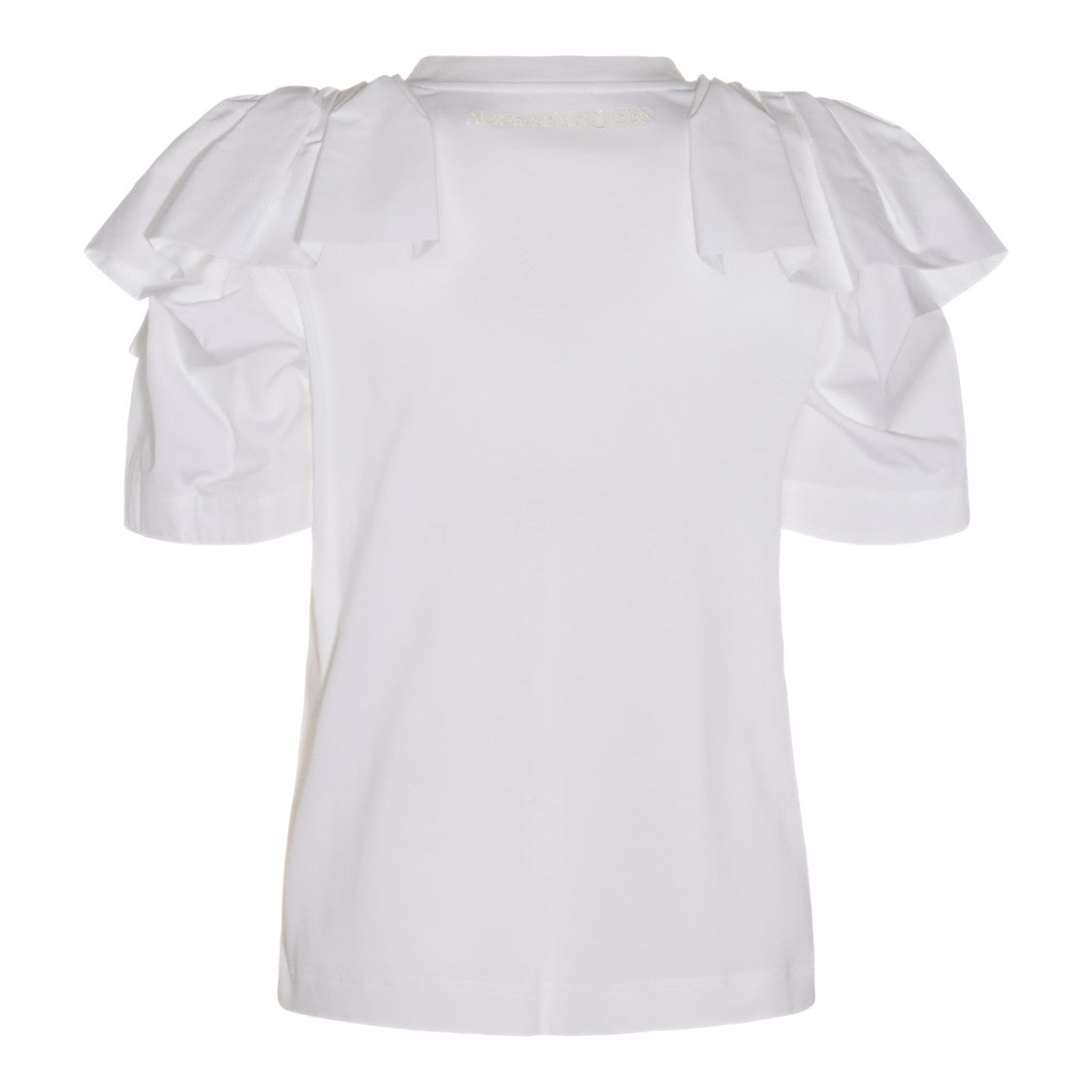 Alexander Mcqueen White Cotton Draped Detailing T-Shirt