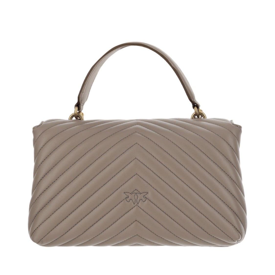 Pinko Chevron Quilted Nappa Leather Bag With Love Birds Buckle