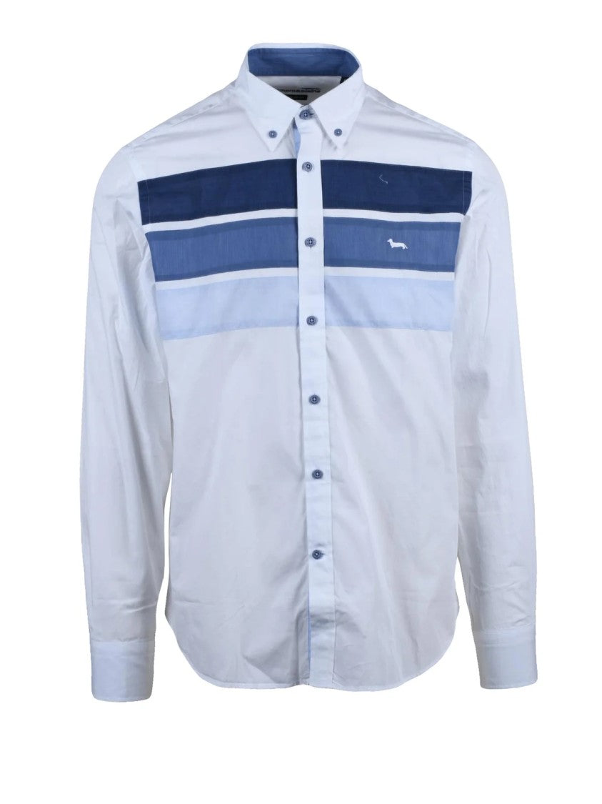 Harmont&Blaine White Light Blue Cotton Striped Shirt