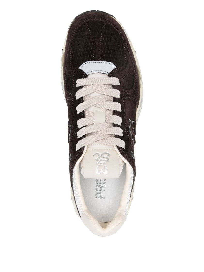 Premiata Dark Brown Suede Sneakers With Metallic Accents