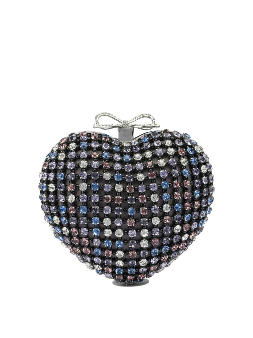 Self-Portrait Heart Clutch With Crystals