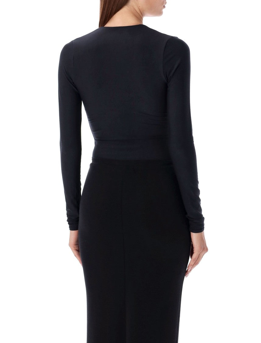 Eterne Long Sleeve Deep V Body Suit
