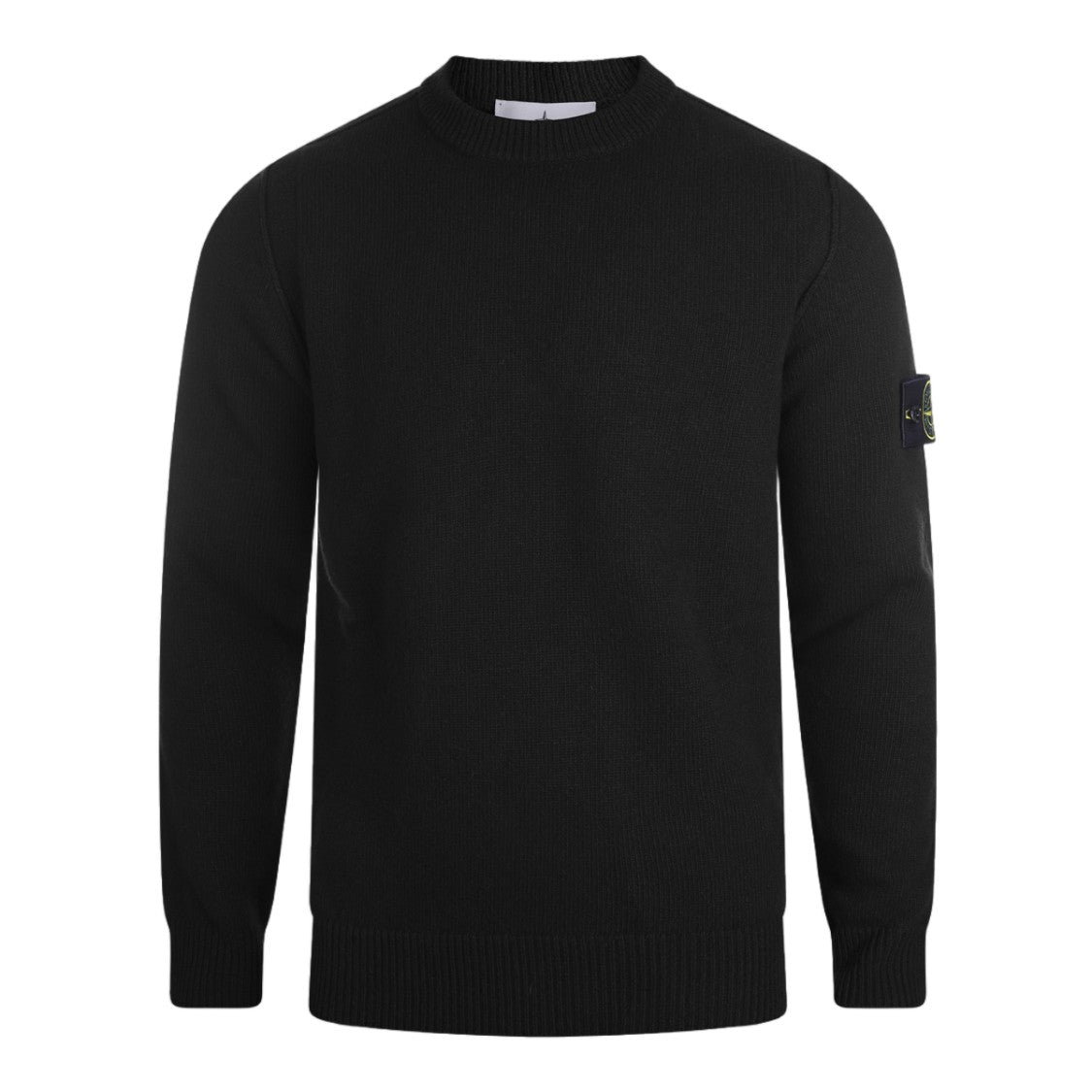 Stone Island Crewneck Knit Sweater With Ribbed Details And Patch Accents