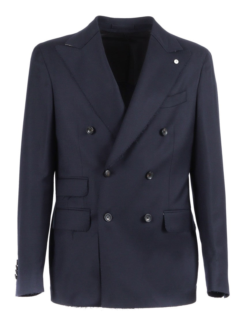 Brando-Lubiam Double-Breasted Structured Jacket With Distressed Edges