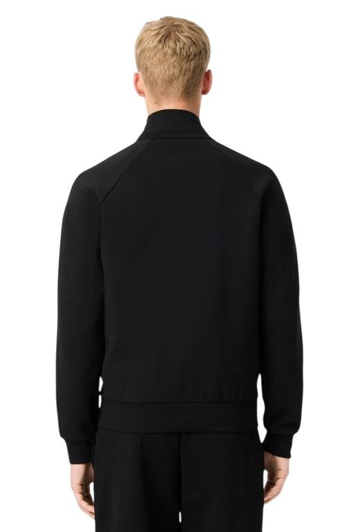 Lacoste Zip-Up Sweatshirt In Solid Black Double-Faced Jersey