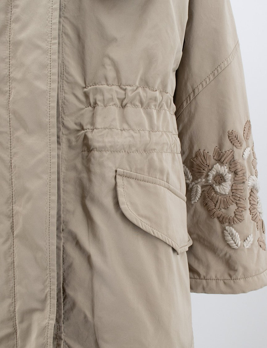 Ermanno Scervino Beige Short Coat With Drawstring Waist