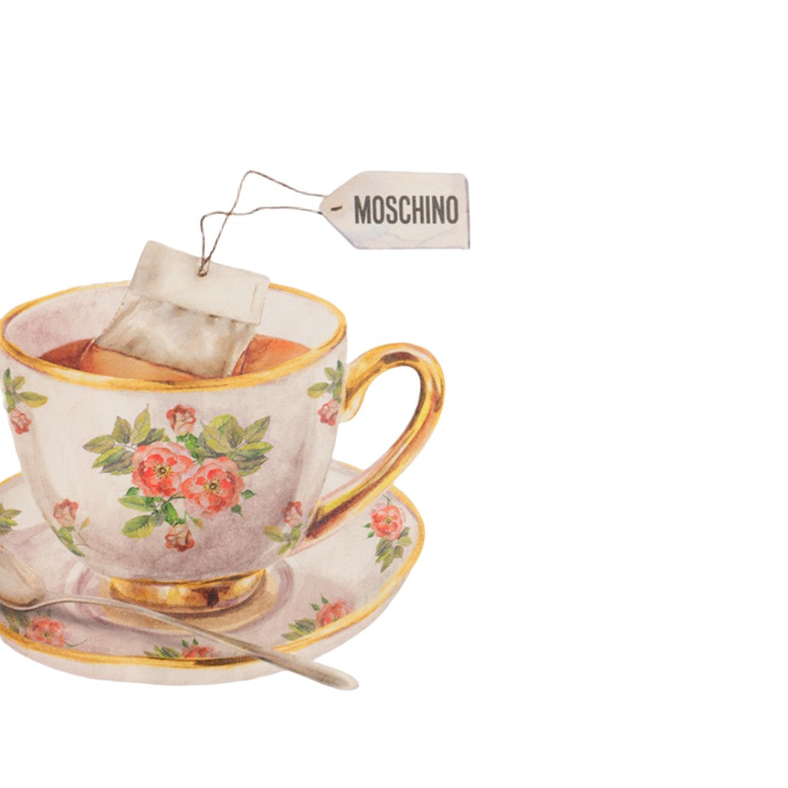 Moschino Graphic Floral Teacup White T-Shirt
