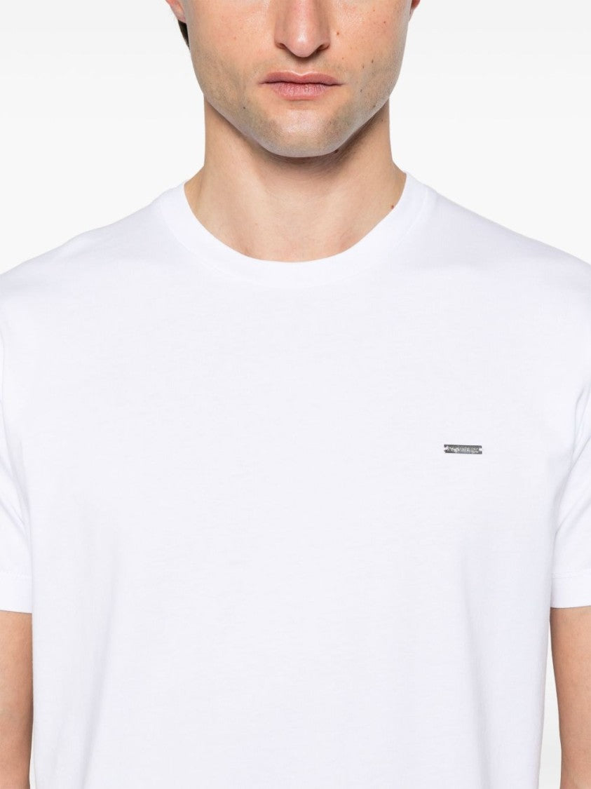 Dsquared2 Plain White Cotton T-Shirt With Subtle Metallic Detail