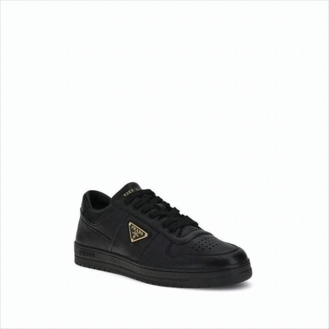 Prada Bold Black Leather Low-Top Sneakers