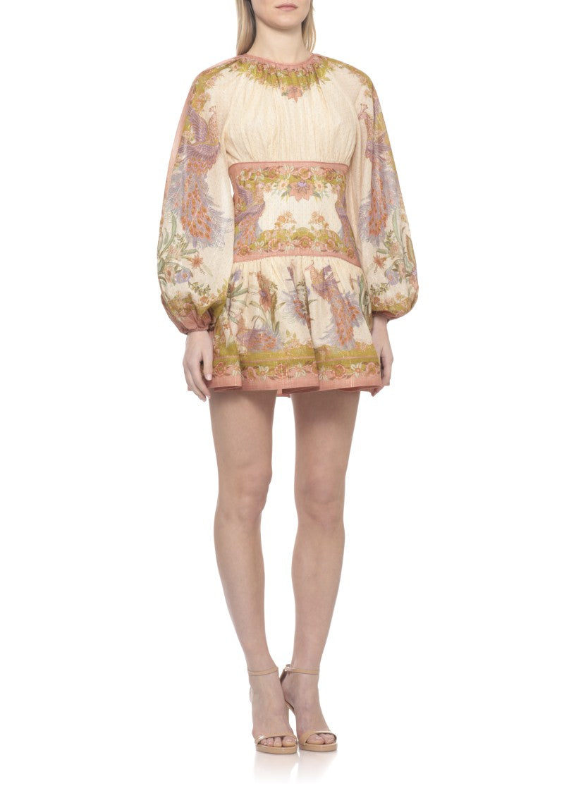 Zimmermann Indra Mini Dress With Floral Pattern And Lurex Details