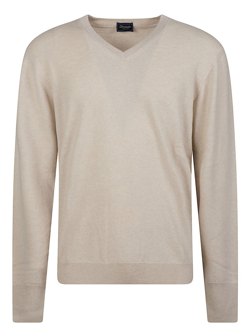 Drumohr Fine Knit Cashmere V-Neck Sweater
