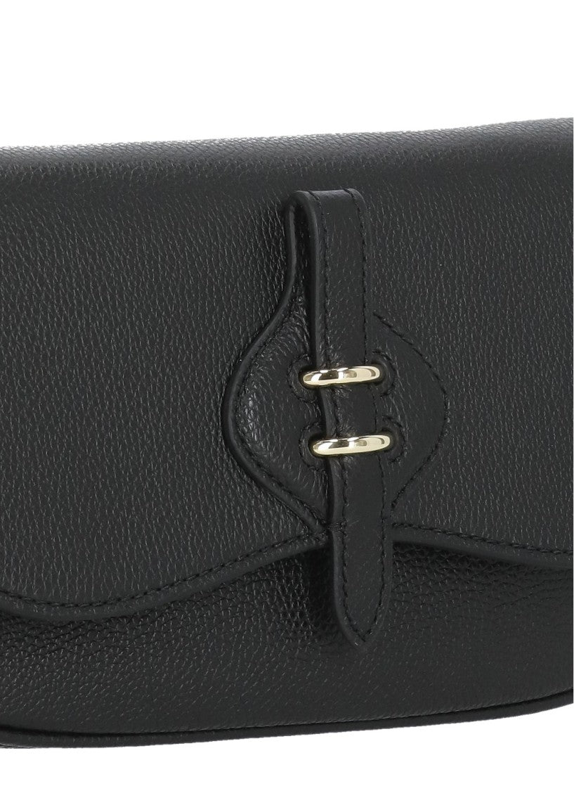 Coccinelle Textured Leather Shoulder Bag With Magnetic Closure