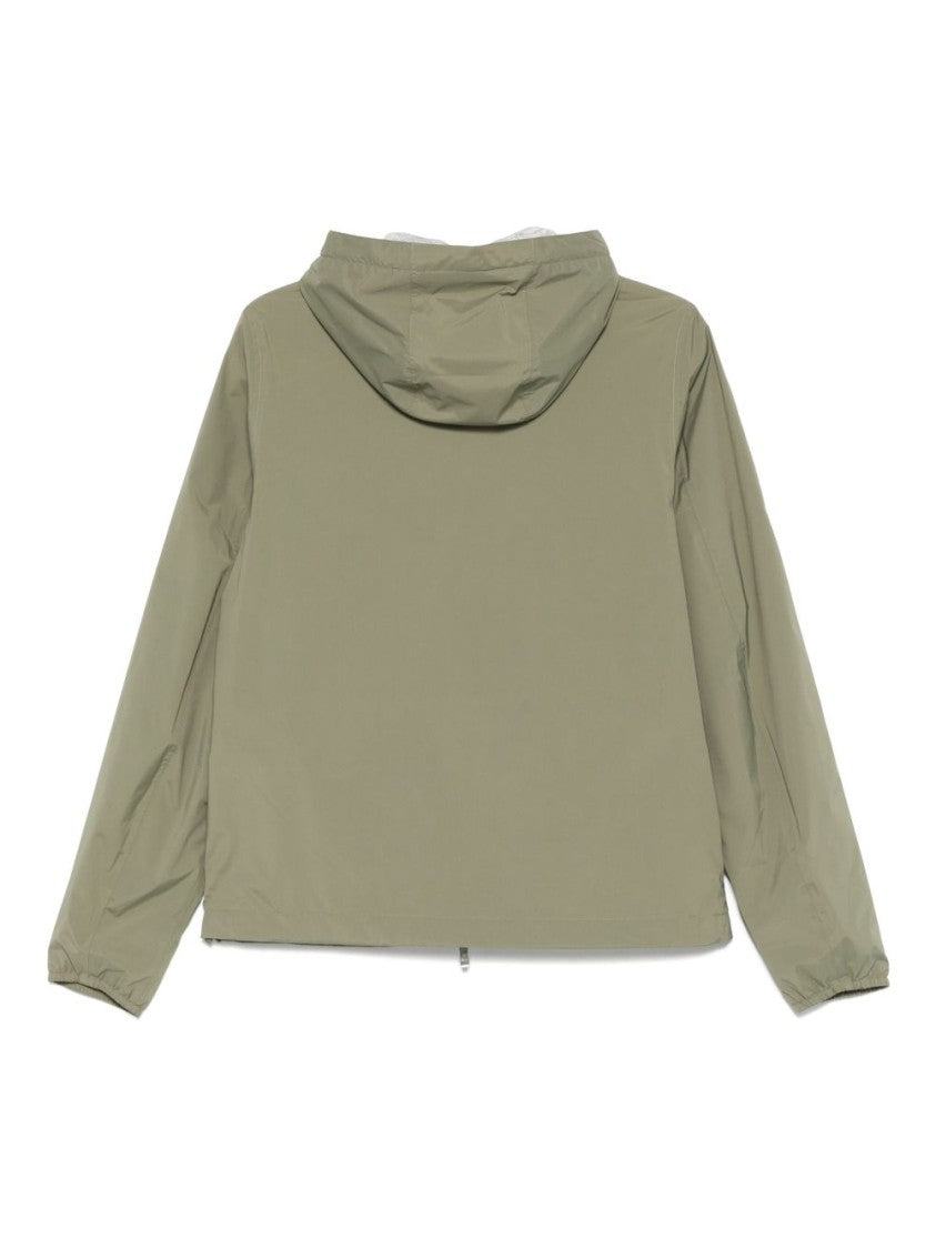 K-Way Green Stretch Nylon Hooded Jacket
