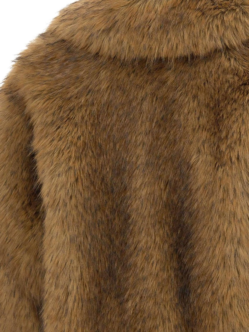Stand Studio Cropped Brown Faux Fur Samara Jacket