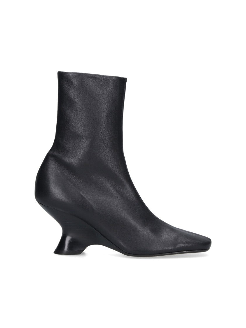 Dries Van Noten Pointed Toe Ankle Boots With Sculptural Heel