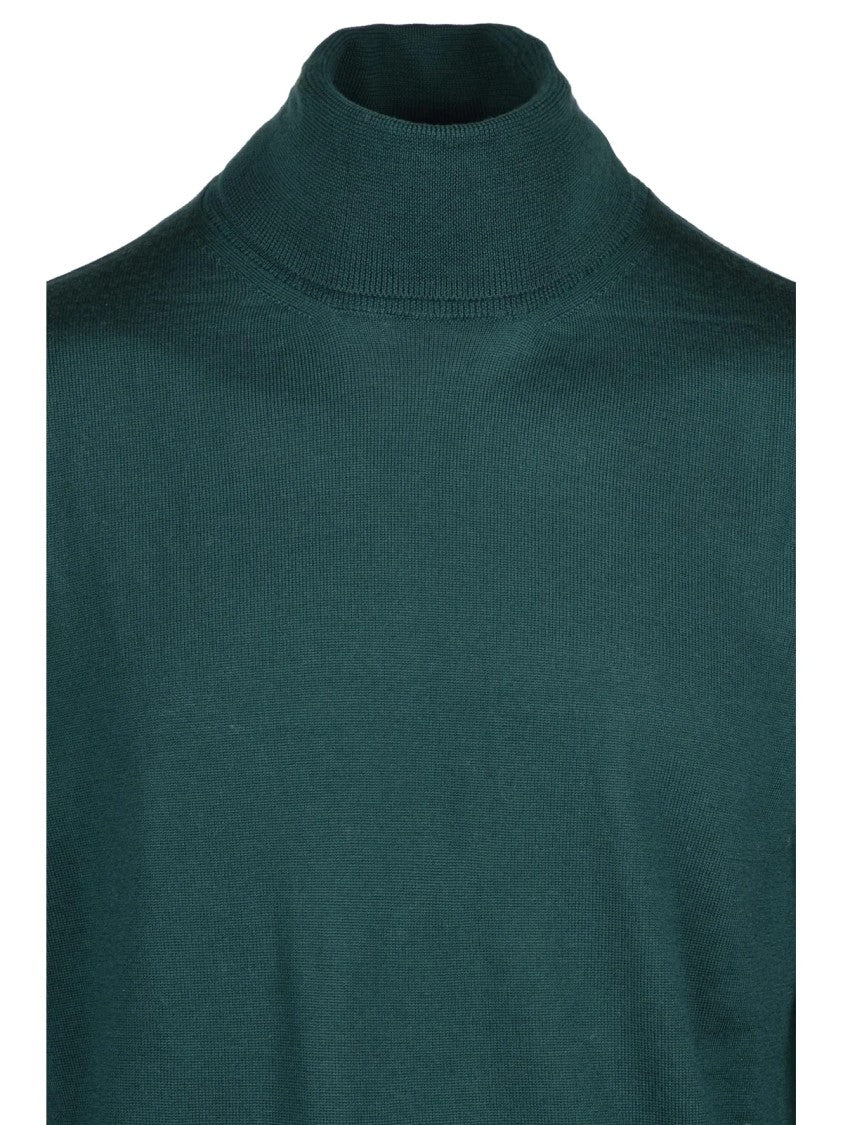 Baturo Green Extrafine Merino Wool Turtleneck Sweater