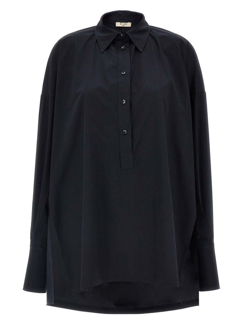 Di.La3 Pari' Oversized Dark Blue Cotton Shirt