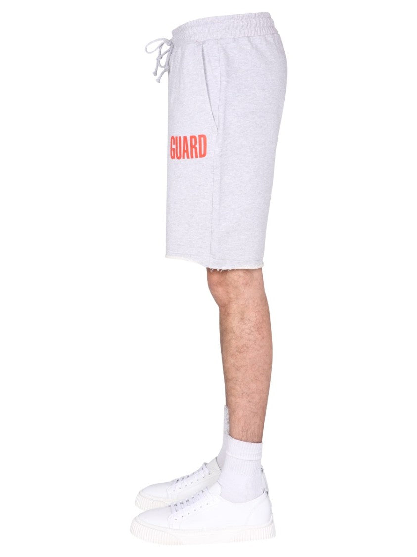 Helmut Lang Cotton Fleece Bermuda Shorts With Adjustable Waist