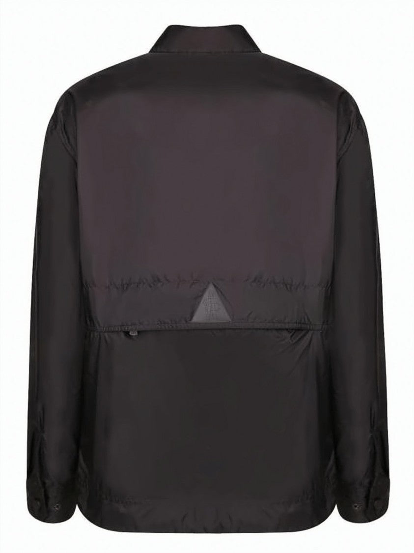 Moncler Smooth Polyamide Jacket With Stand Collar And Vent Detail