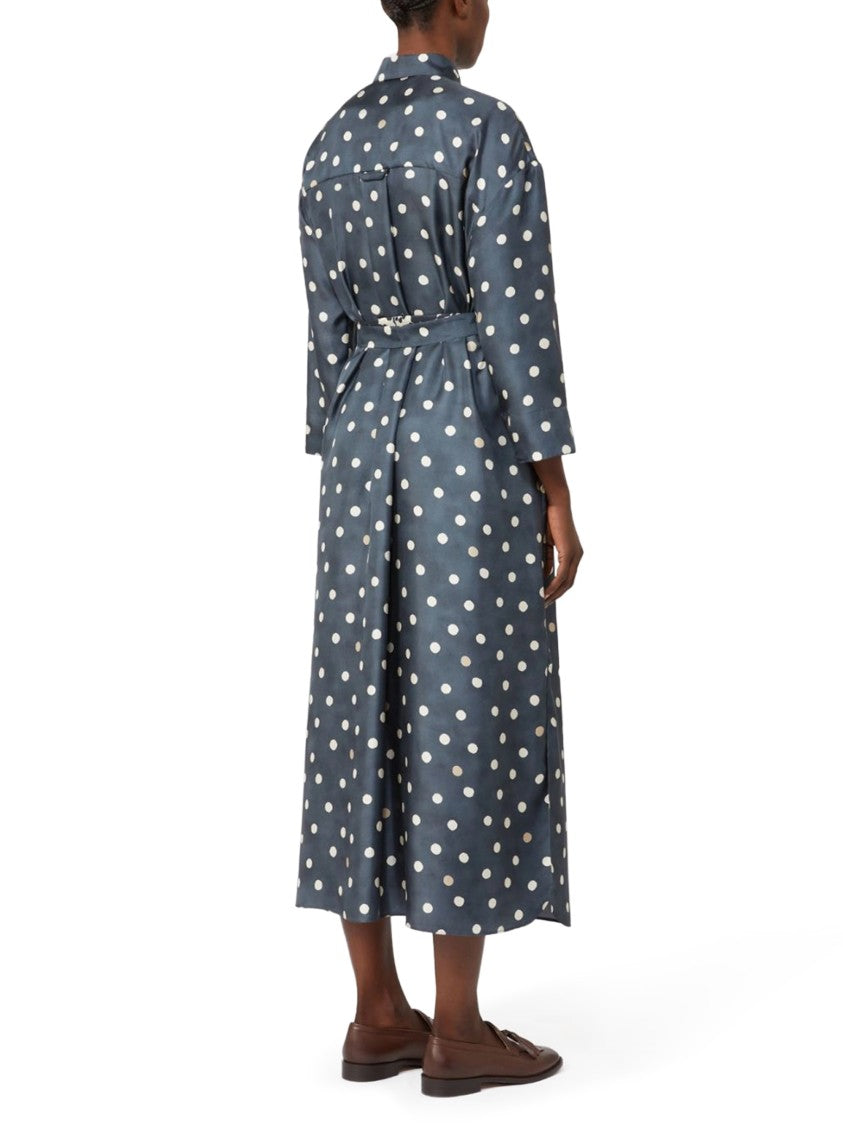 Max Mara Midi Silk Dress With Polka Dot Pattern