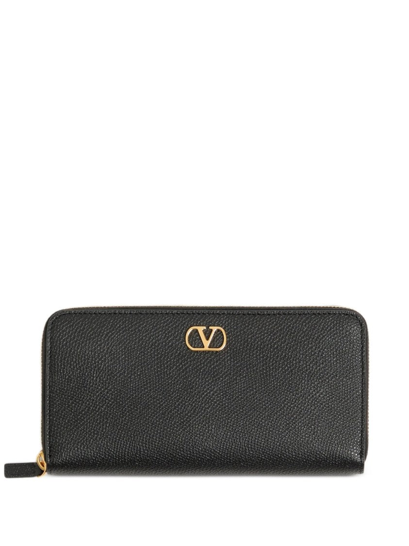 Valentino Textured Leather Zip-Around Vlogo Wallet