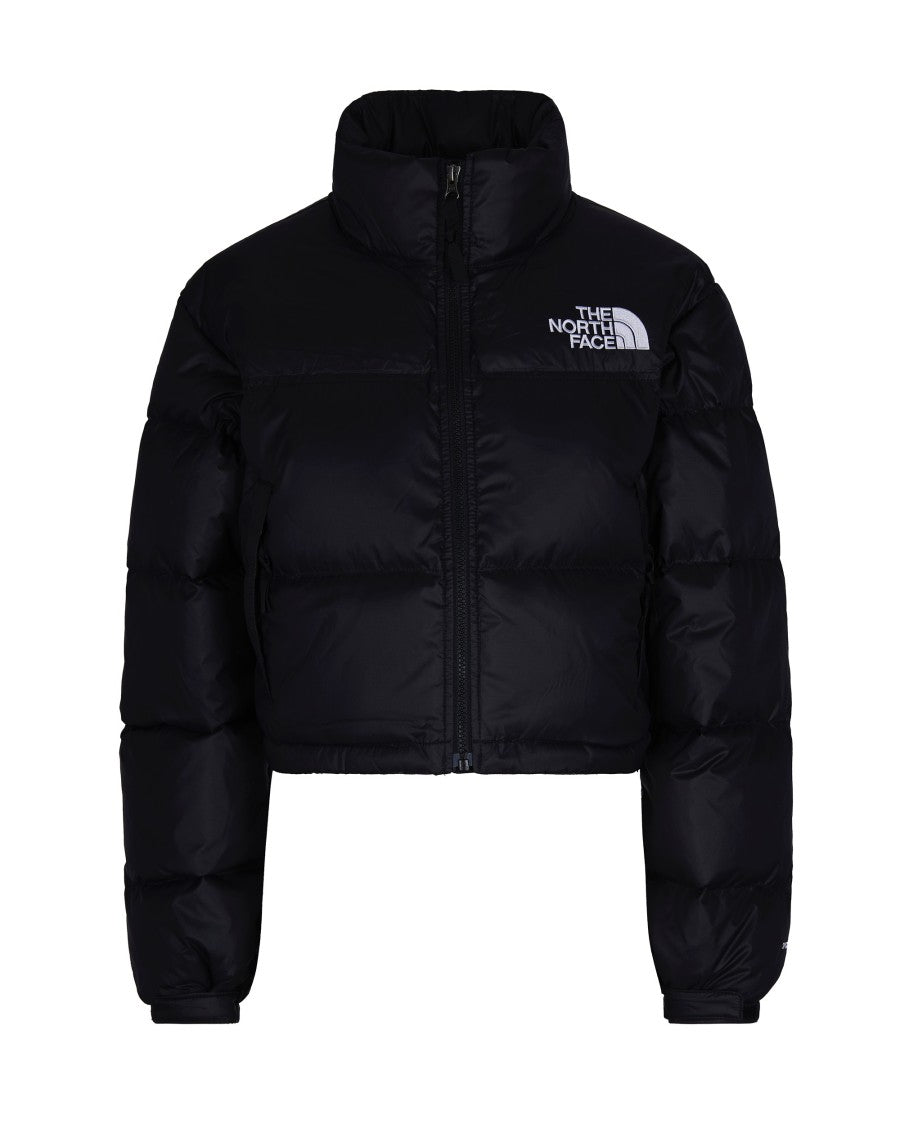 The North Face Wool Nuptse Cropped Jacket In Tnf Black