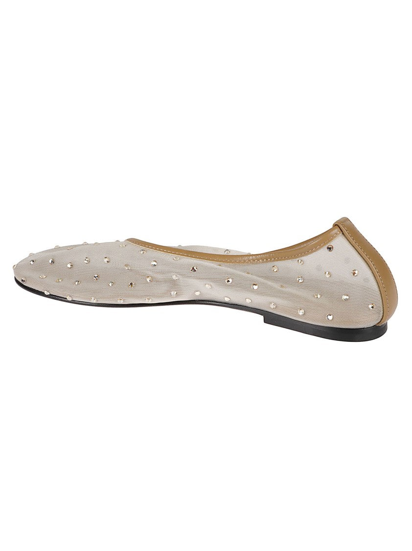 Dear Frances Transparent Mesh Flats With Crystal Embellishments