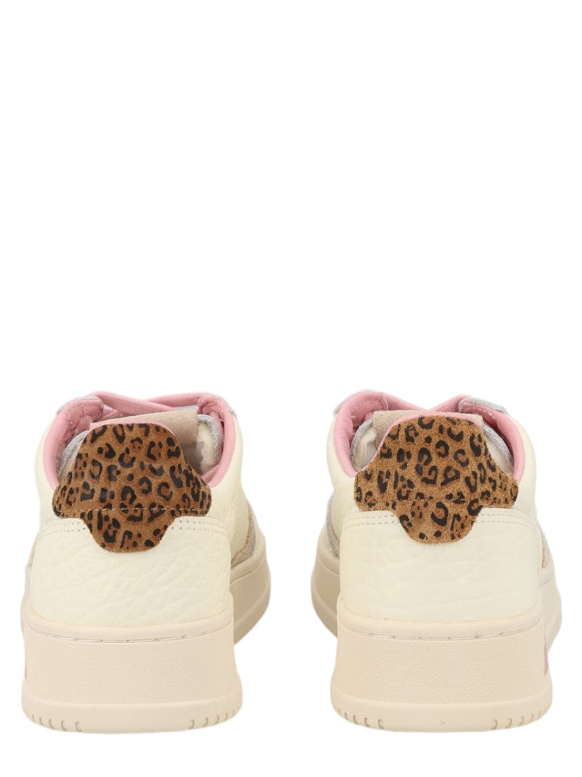 Autry Medalist Low Leopard Print Accent Leather Sneakers