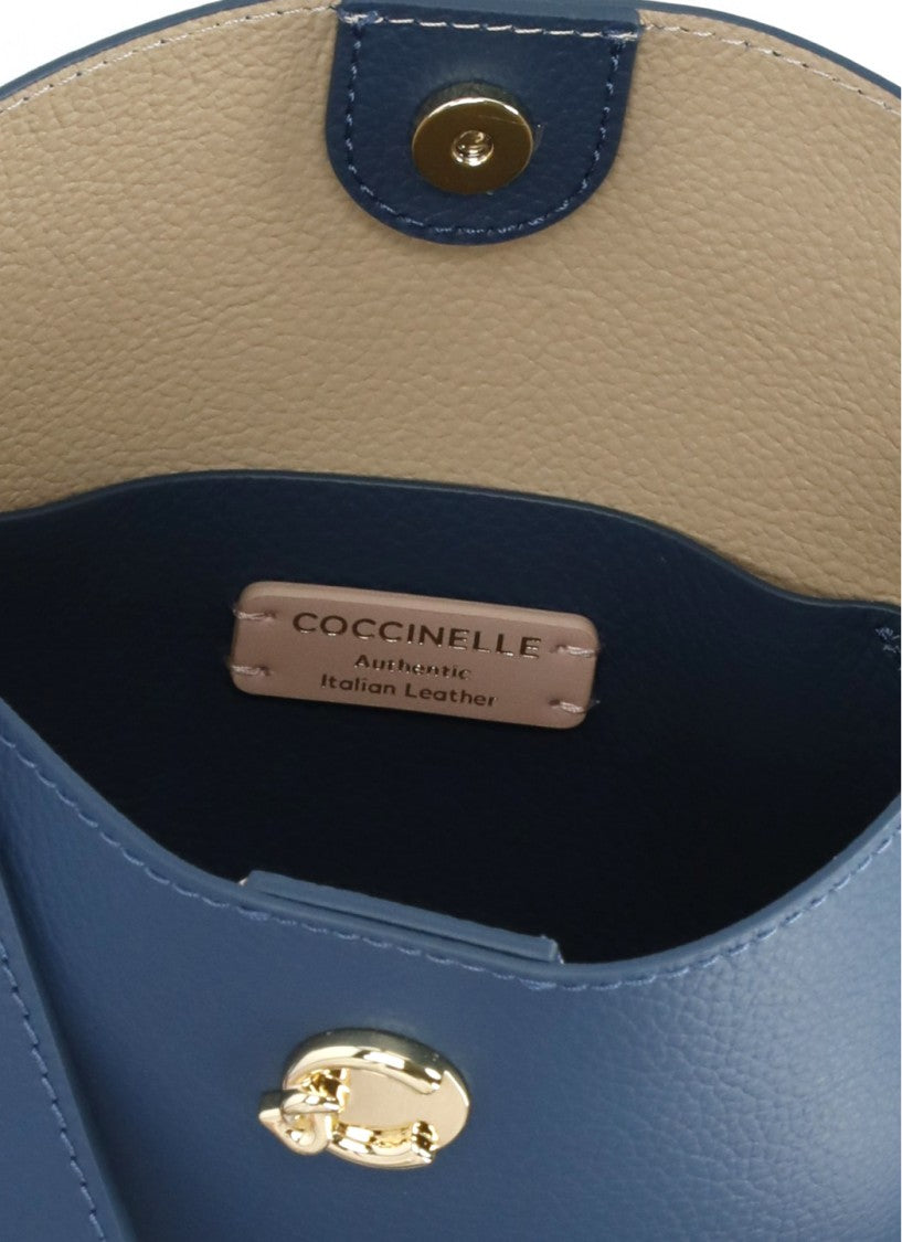 Coccinelle Compact Structured Blue Leather Nikla Mini Bag