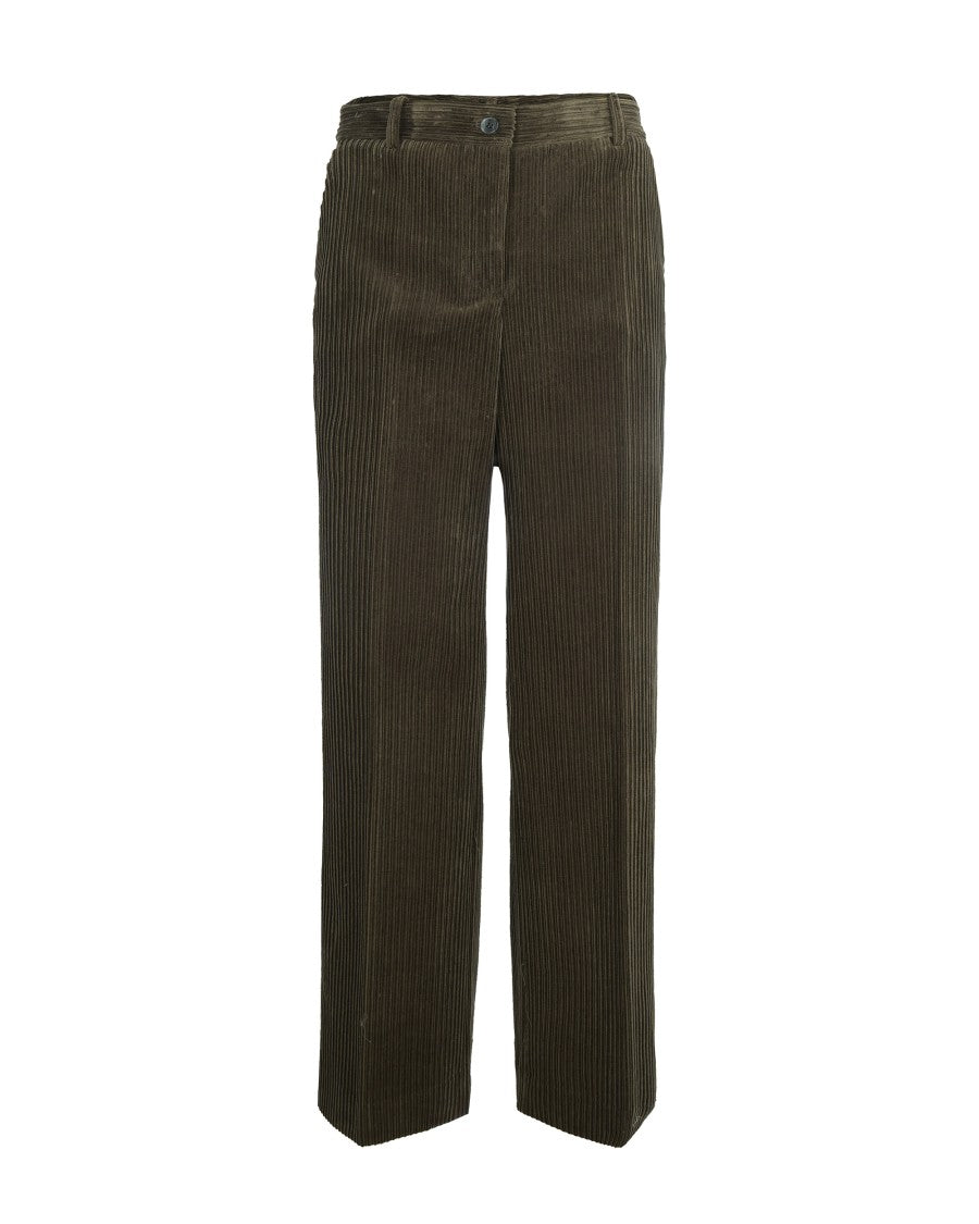 P.A.R.O.S.H. Ribbed Velvet Trousers With Front Pleats