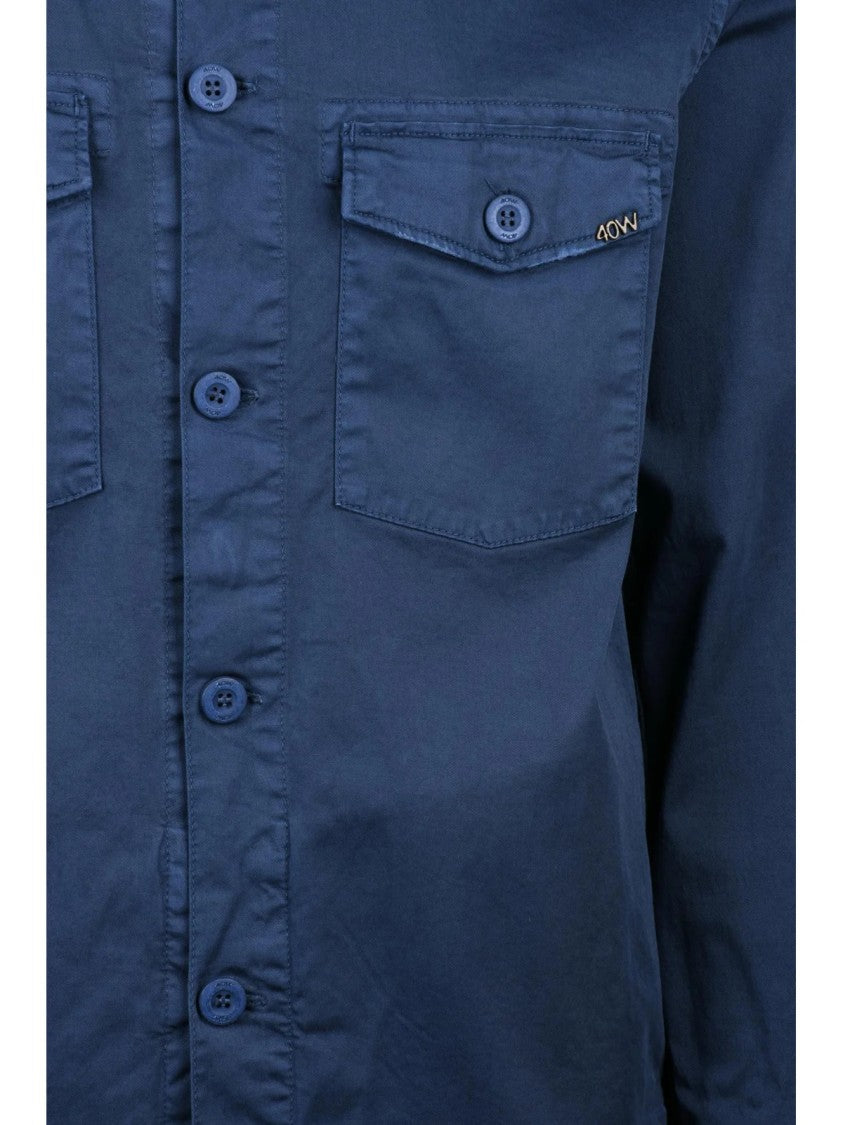 40 Weft Blue Cotton-Blend Utility Shirt