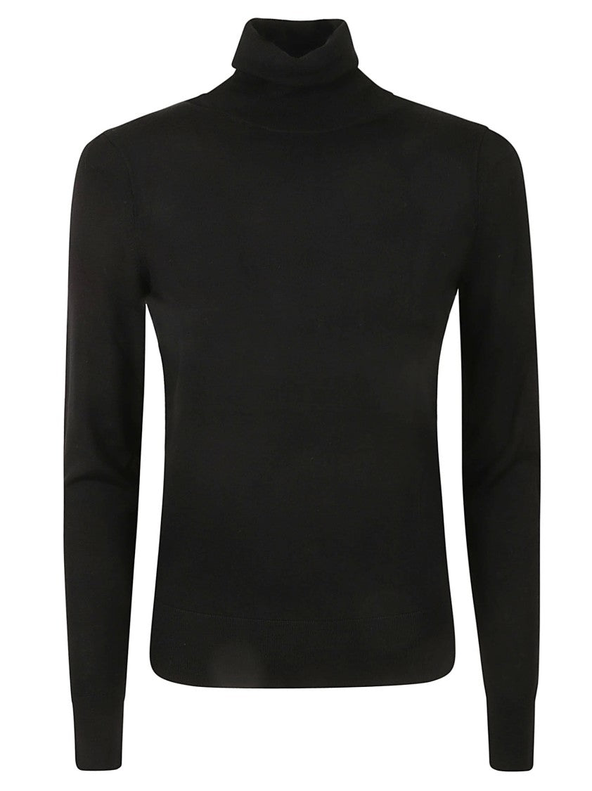 Chloé High Neck Fitted Black Wool Sweater