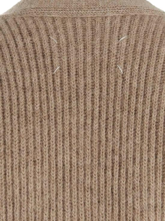 Maison Margiela Ribbed Knit Cardigan With Deep V-Neckline