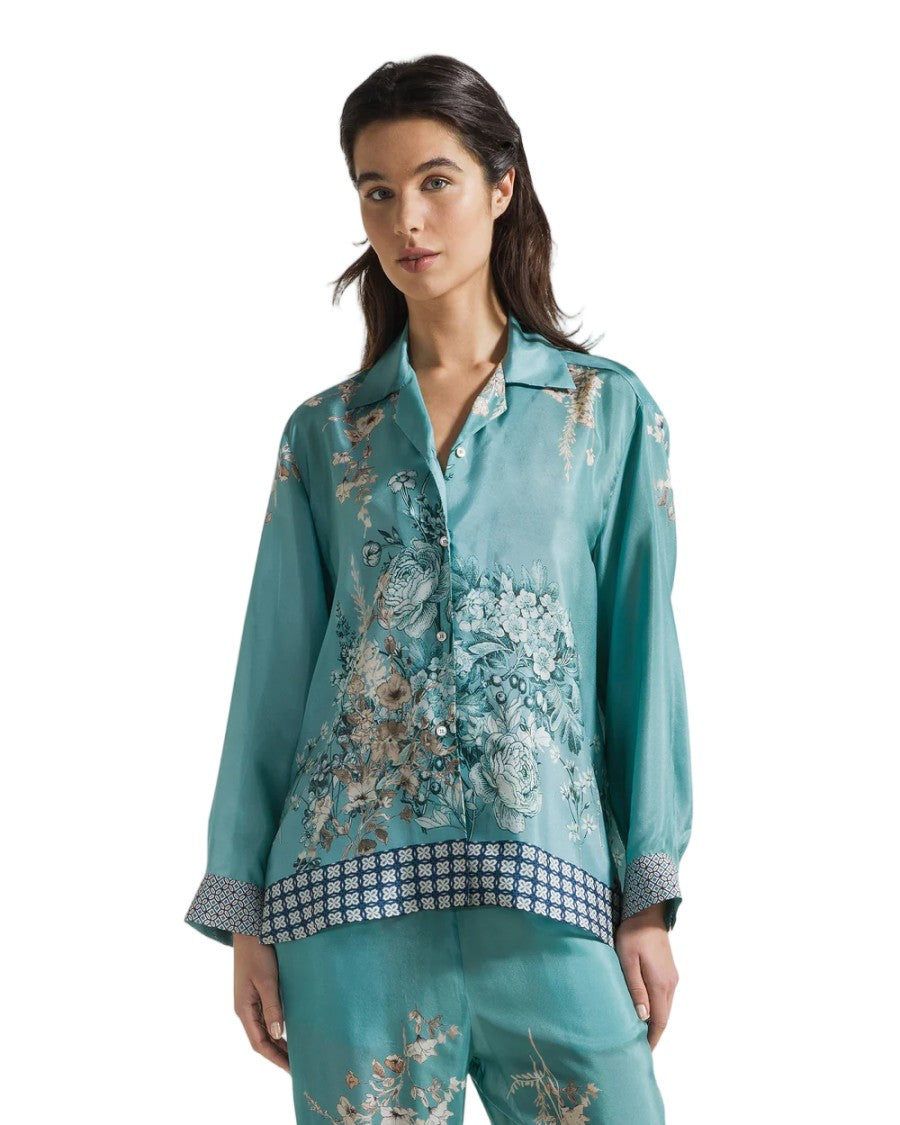 Seventy Floral Print Silk Twill Shirt Jacket