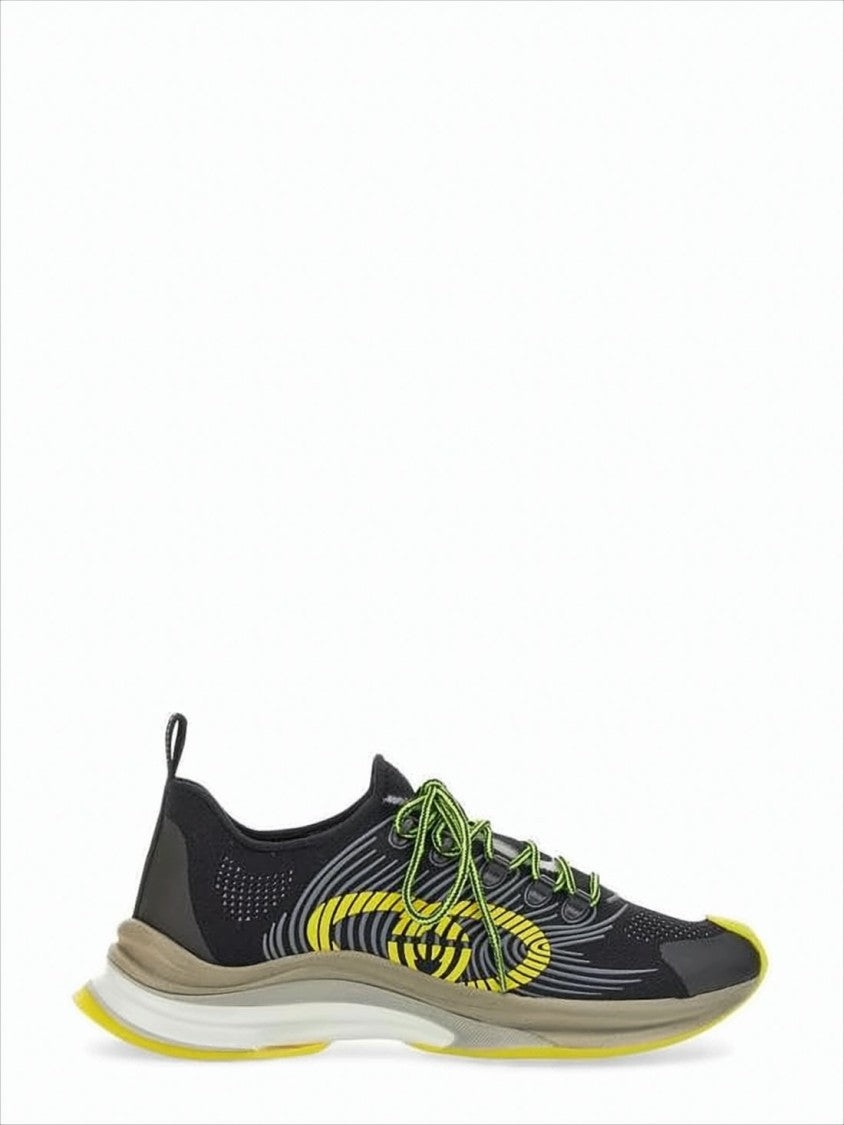 Gucci Dynamic Black Sneakers With Yellow