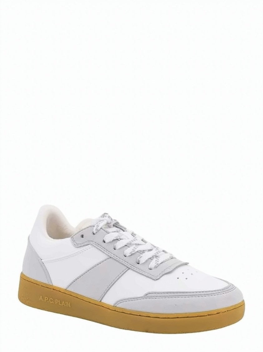 A.P.C. Low-Top White Sneakers With Grey Suede Overlays