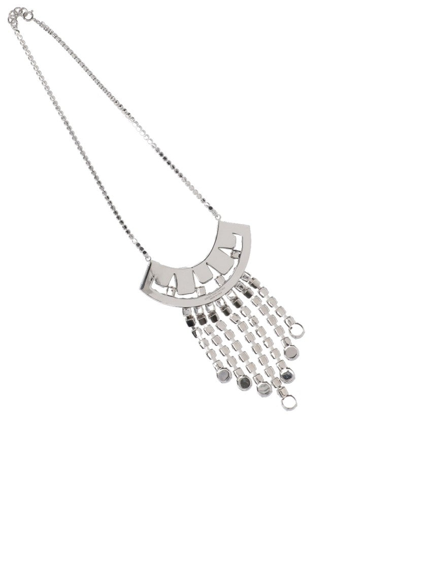 Dries Van Noten Silver Fringe Crystal Accent Necklace