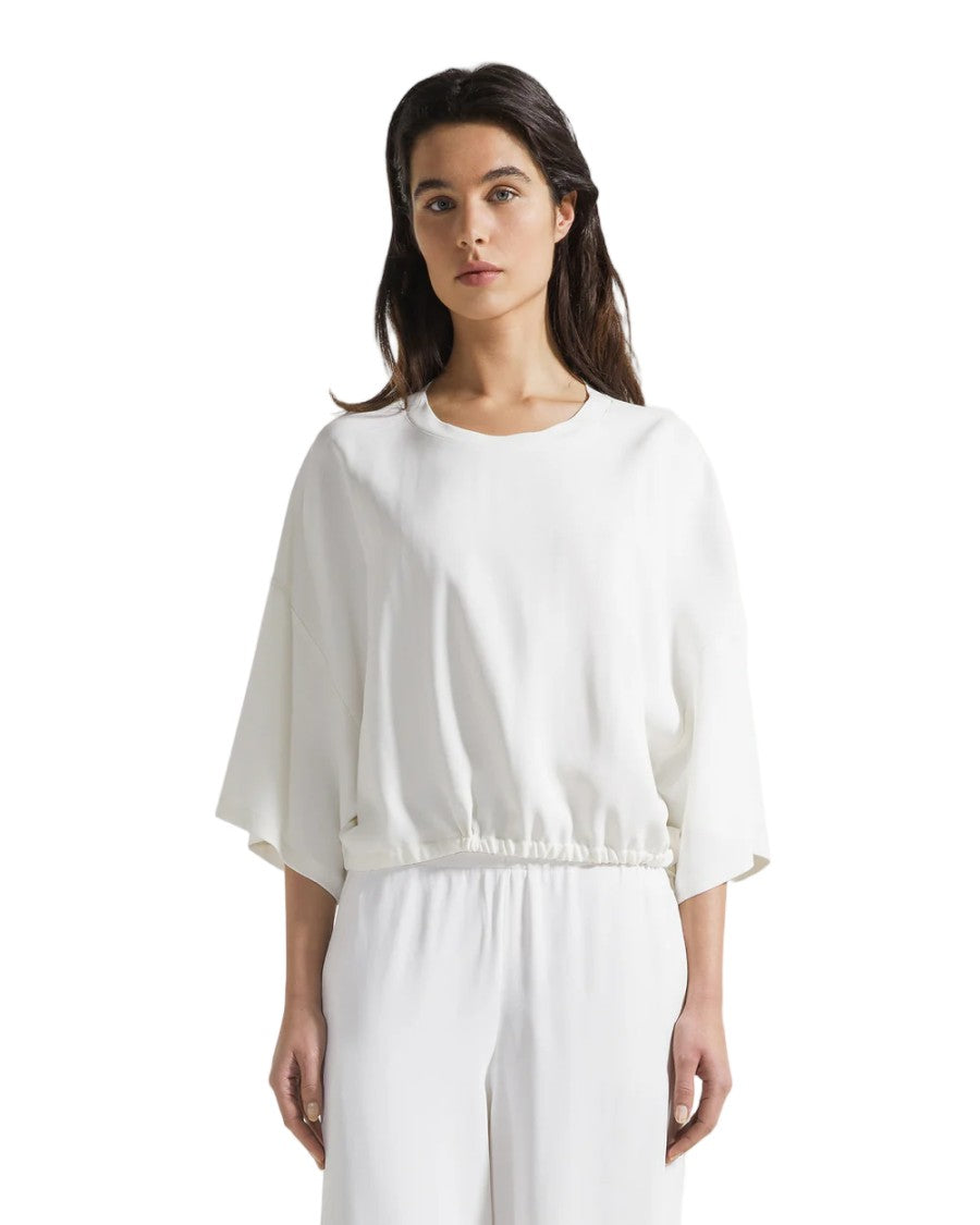 Seventy Boxy Viscose Crepe Adjustable Hem Blouse