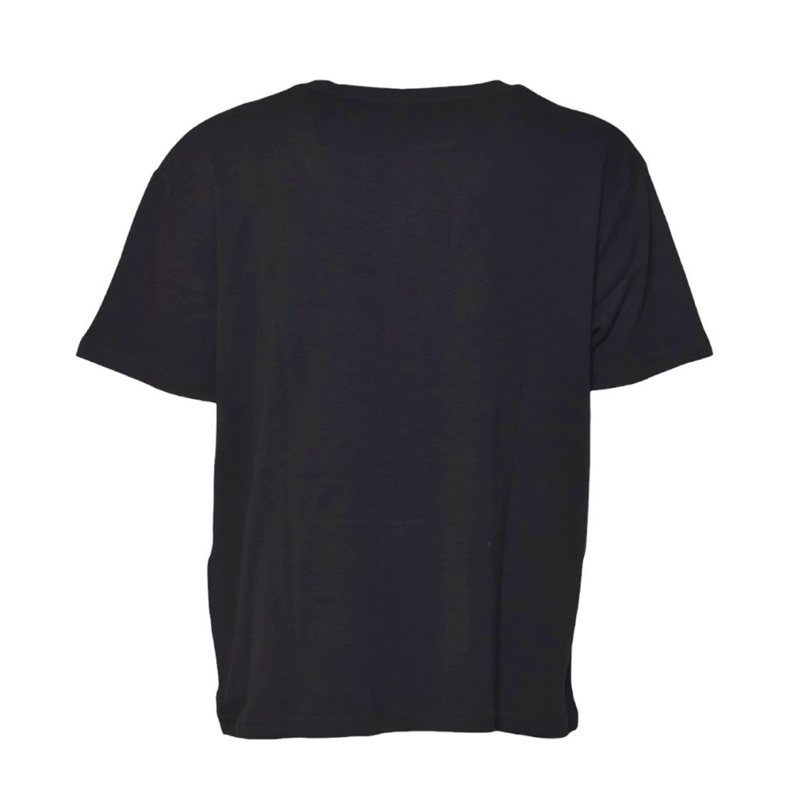 Gcds Black Loose-Fit Black Cotton T-Shirt With Logo Patch