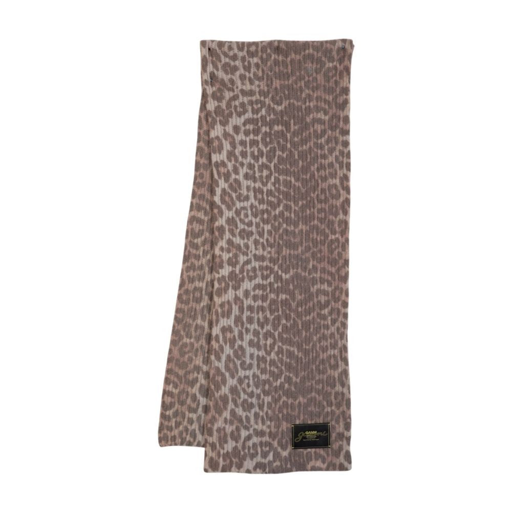 Ganni Graphic Scarf - - Wool - Brown