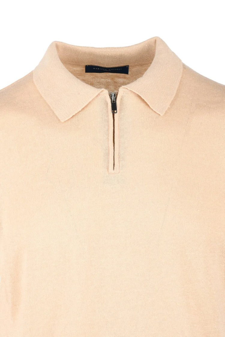 Daniele Fiesoli Beige Linen Cotton Knit Polo Shirt