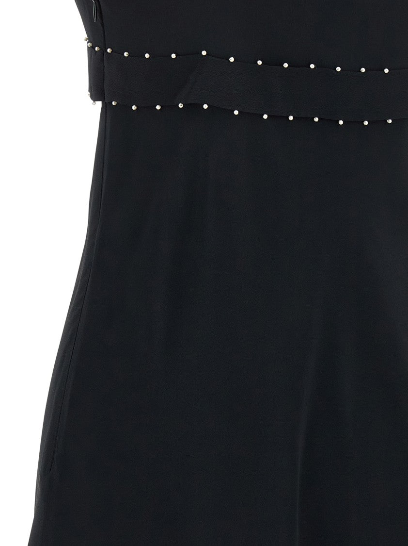 Giovanni Bedin Silk Blend Mini Dress With Pearl Appliqué