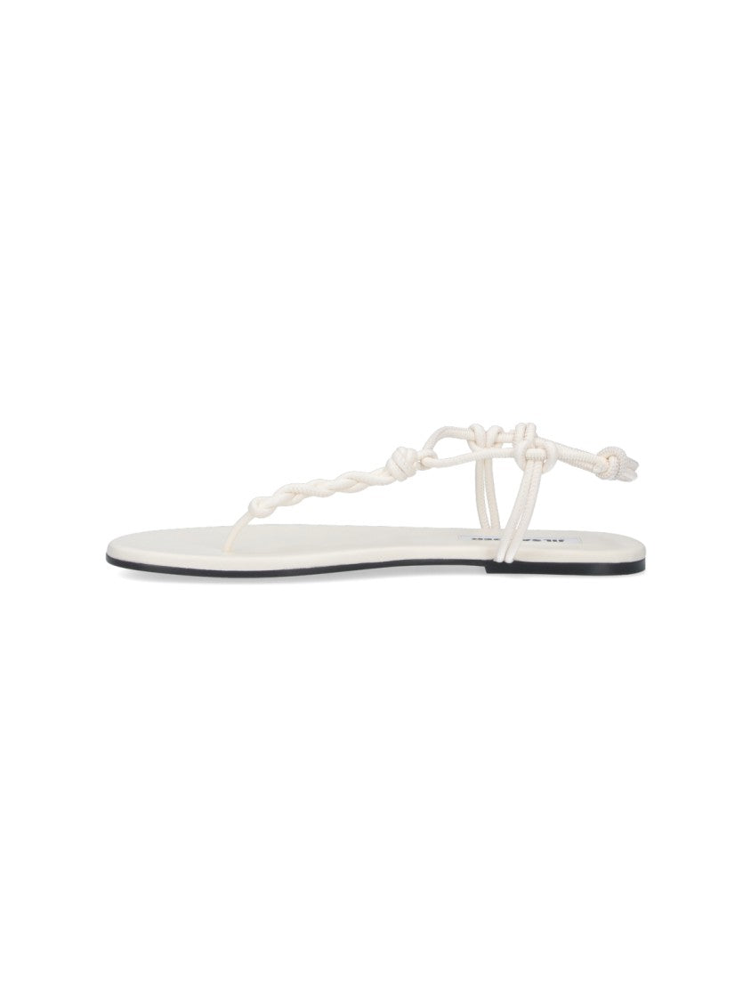 Jil Sander White Tangle Braided Leather Thong Sandals