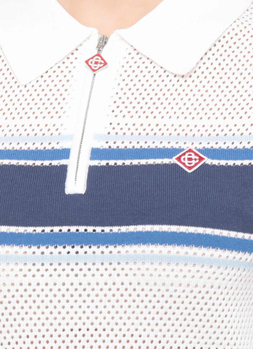 Casablanca Perforated Cotton Mini Dress With Logo Patch