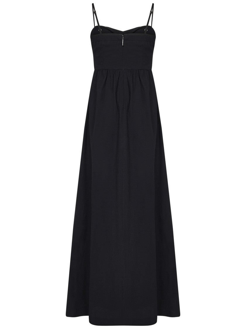 Msgm Fitted Black Dress With Ruching And Flowing Skirt