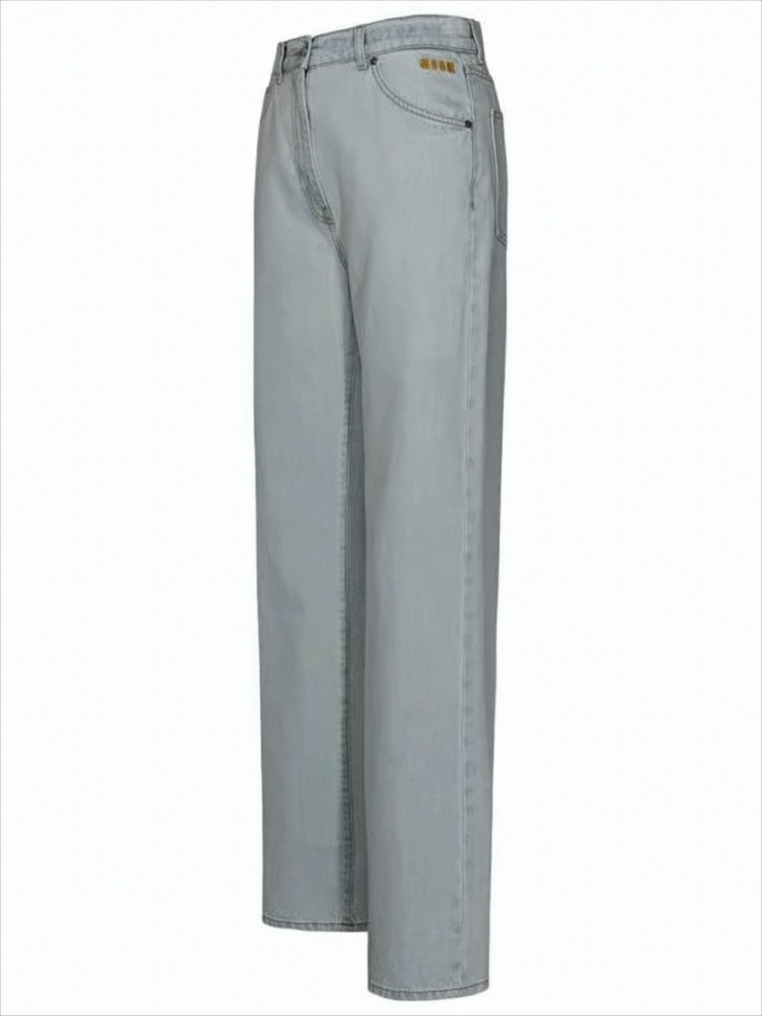 Msgm Light Wash Denim Pants With Classic Five-Pocket Design