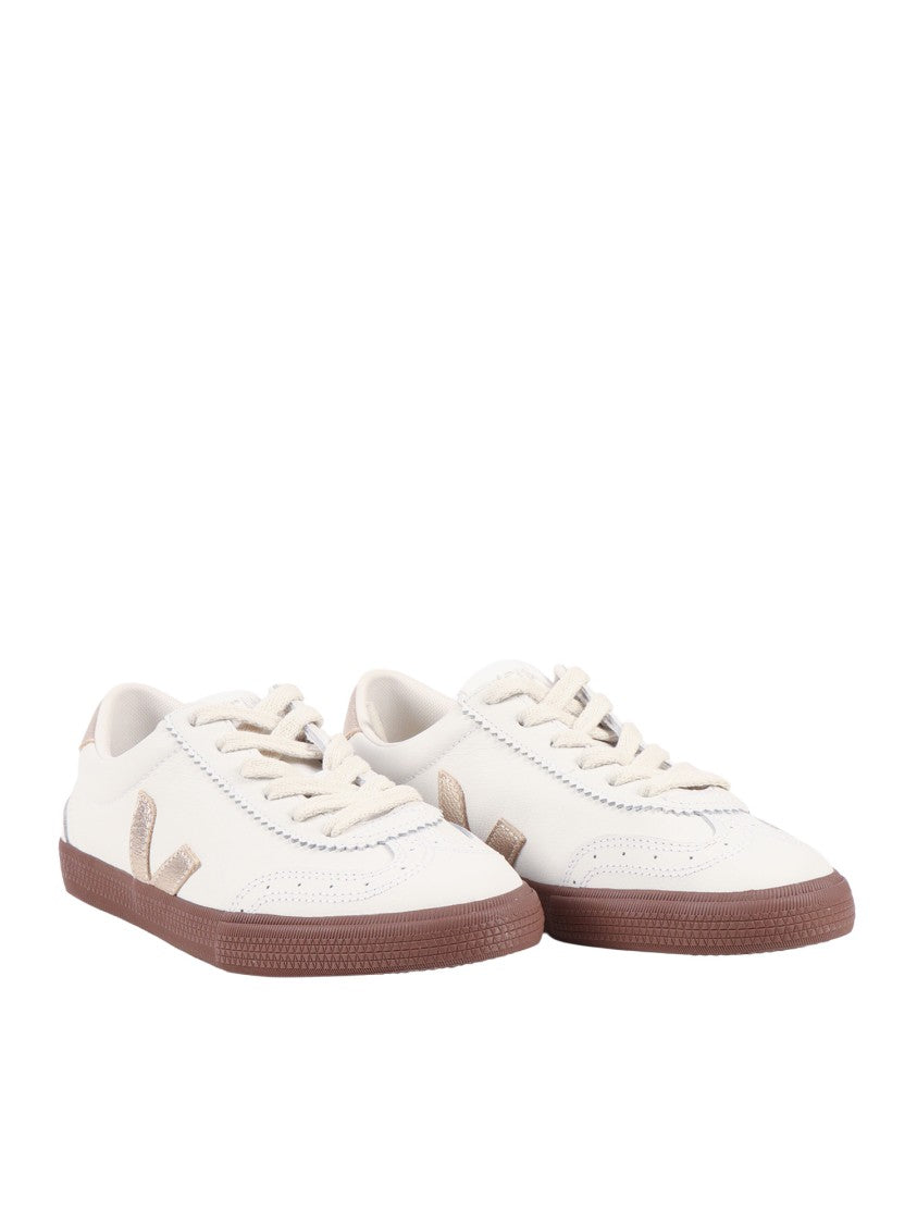 Veja White Platine Metallic Accent Sneakers