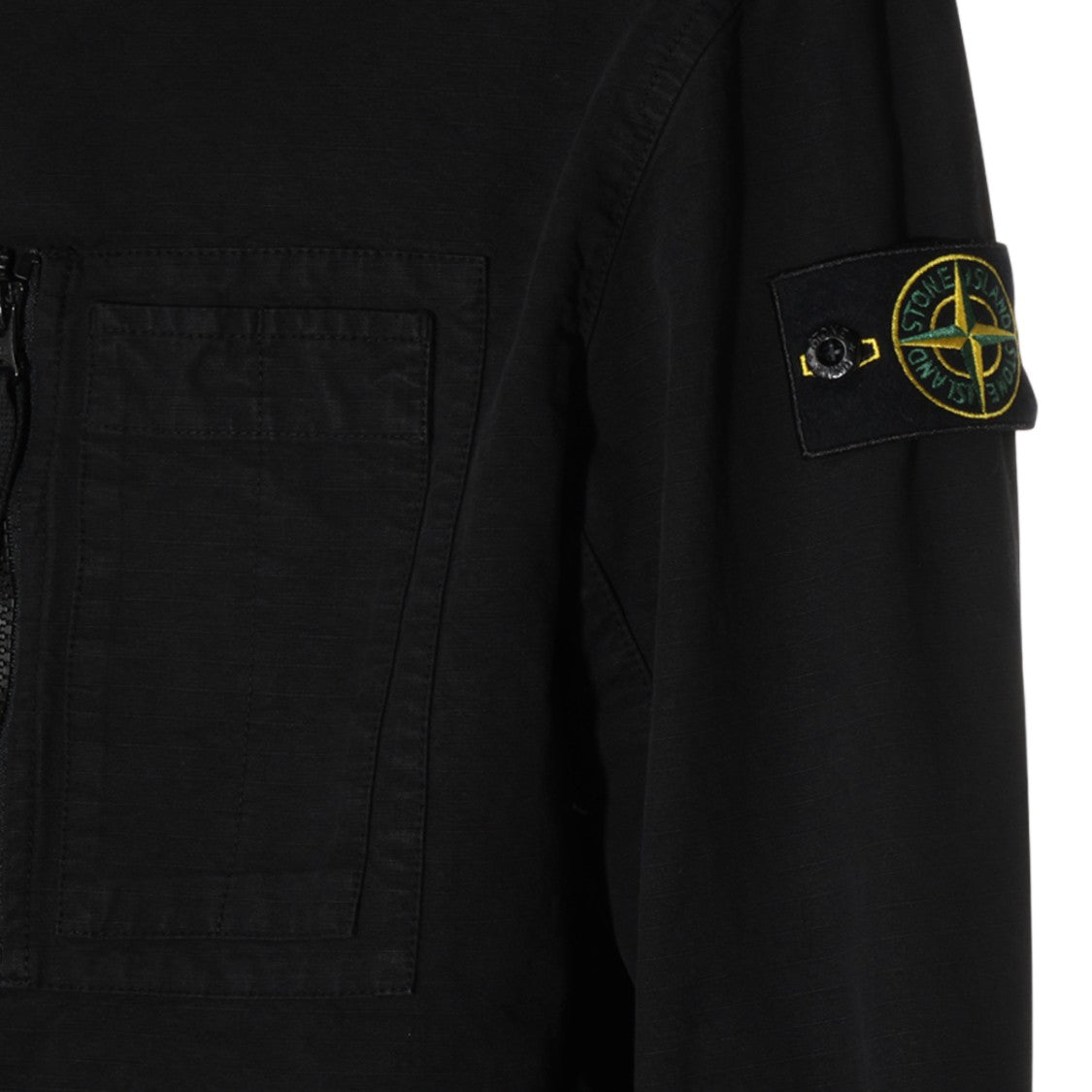 Stone Island Minimalist Black Jacket With High Collar
