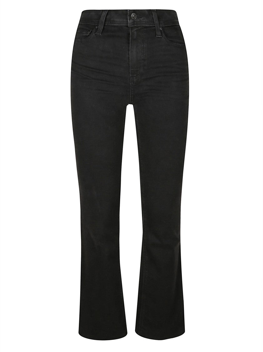 Paige Cropped Flare Jeans With Raw Hem Detail